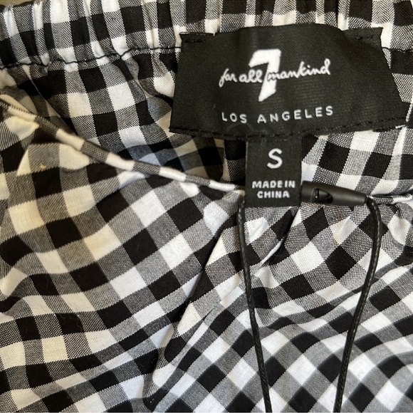 7 for all mankind Black and White Gingham Sleveless Ruffle Top - Picture 7 of 11